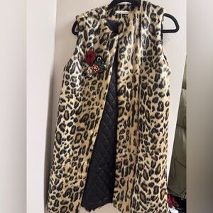 Alice + Olivia faux fur M long vest